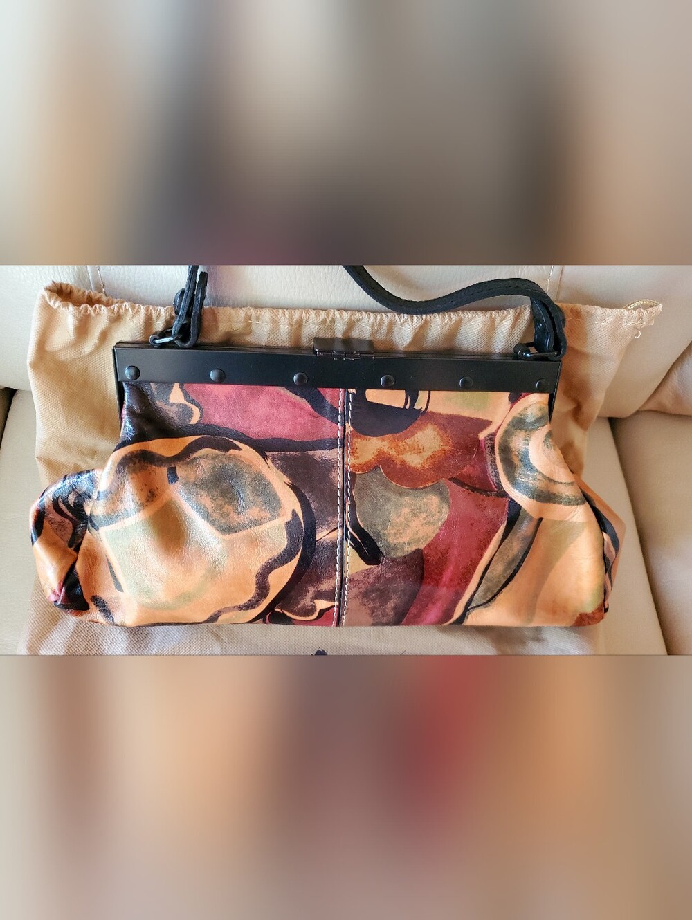 Patricia Nash Painted Multicolor Leather Shoulder Bag with Black Strap - Picture 3 of 8